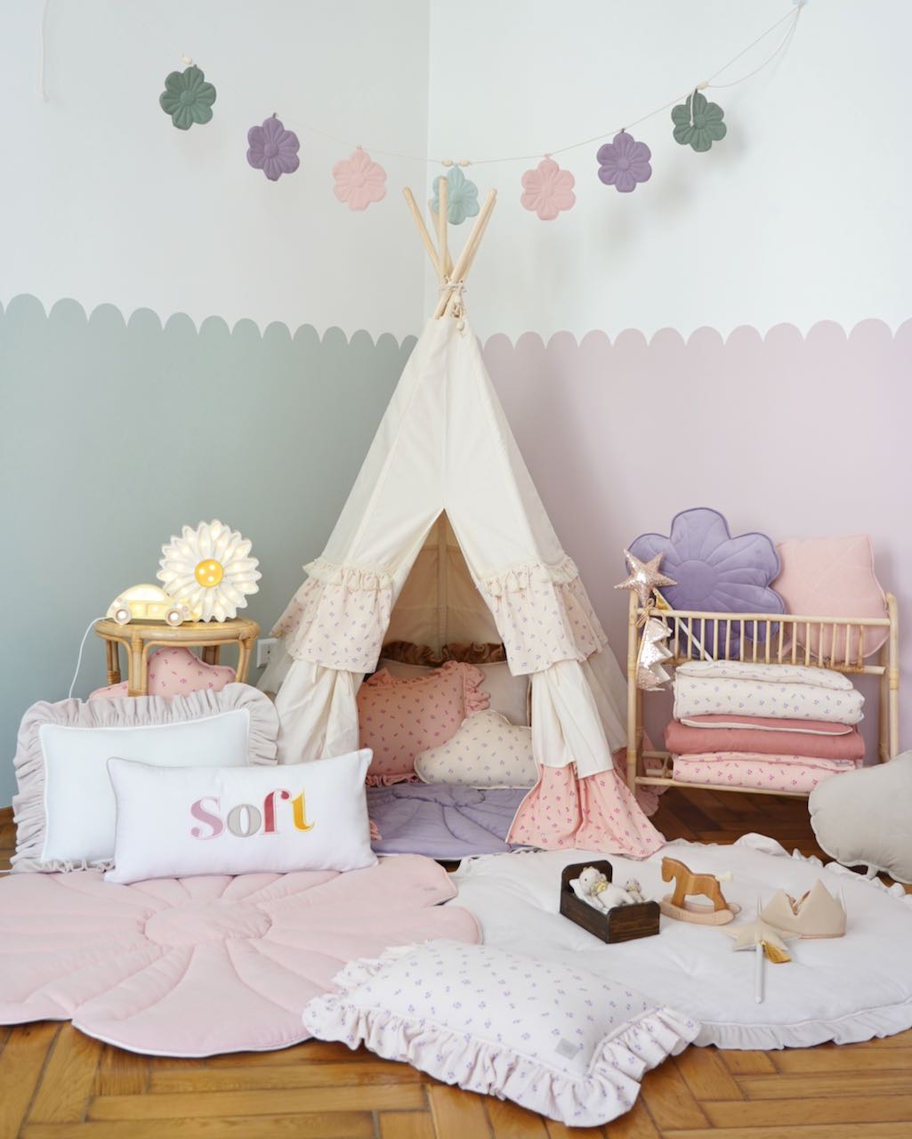 Set Teepee tent for kids with mat Forget me not