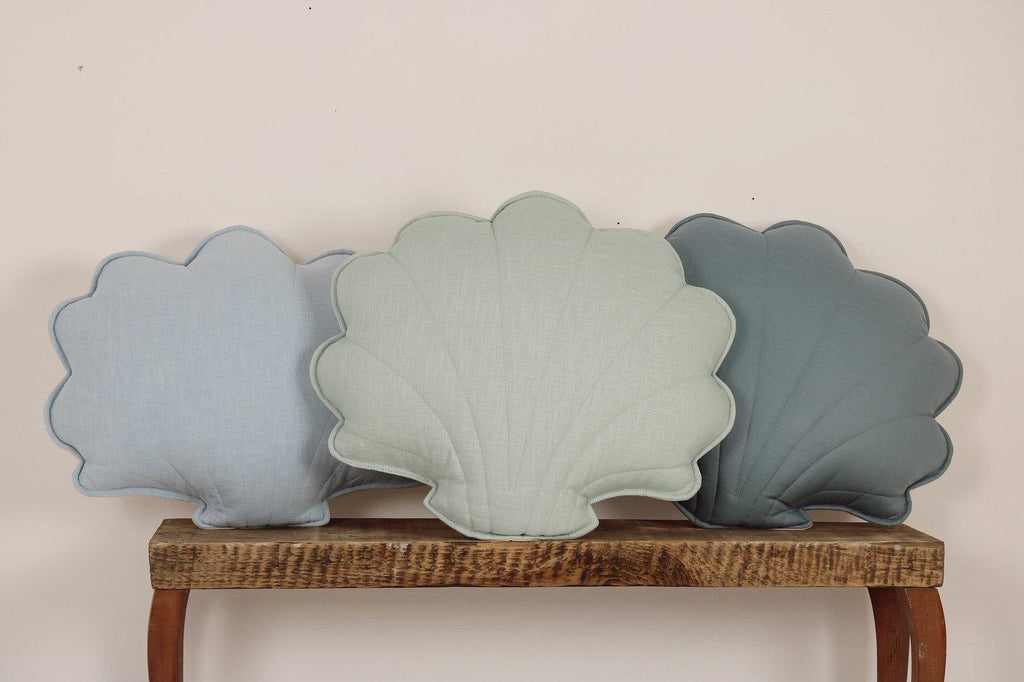 “Baby Blue” Linen Shell Cushion - Moi Mili
