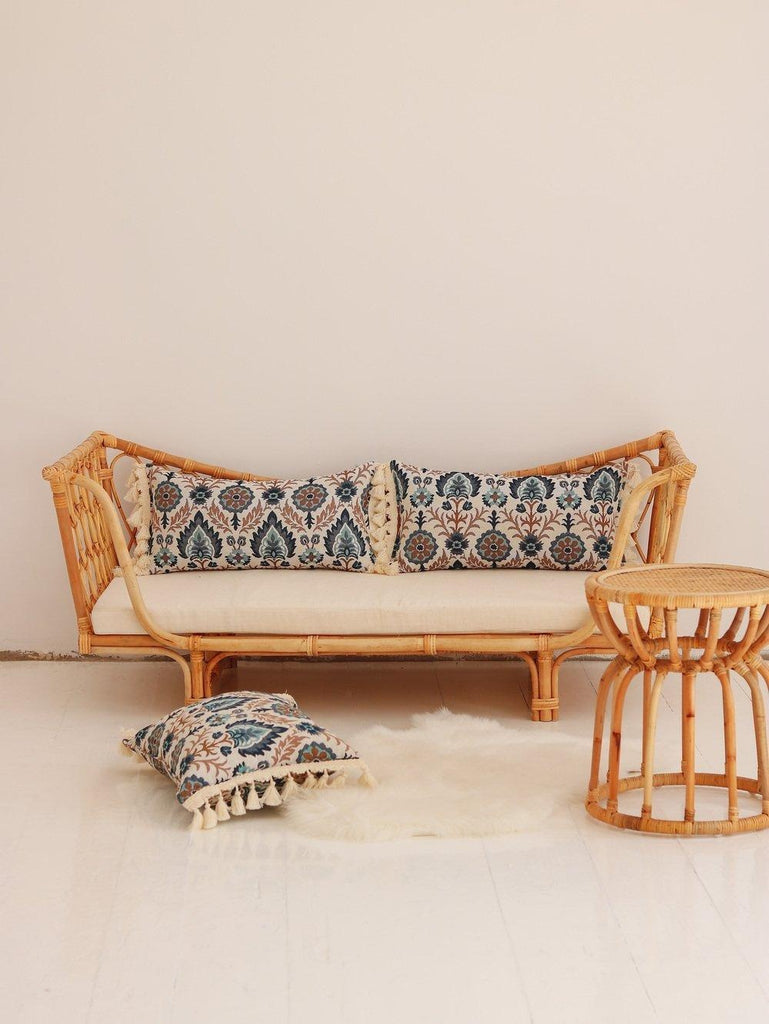 "Blue Iris in Istanbul" bolster with fringe - Moi Mili