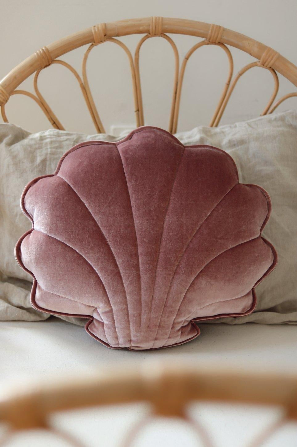 Shell Pillow Coral Velvet Throw Pillows “Cosmic Pearl” Velvet