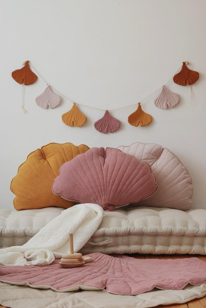 “Dirty Pink” Linen Ginkgo Leaf Pillow