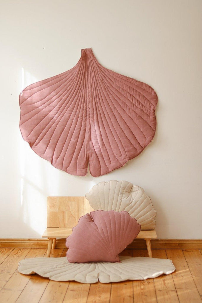 “Dirty Pink” Linen Ginkgo Leaf Pillow