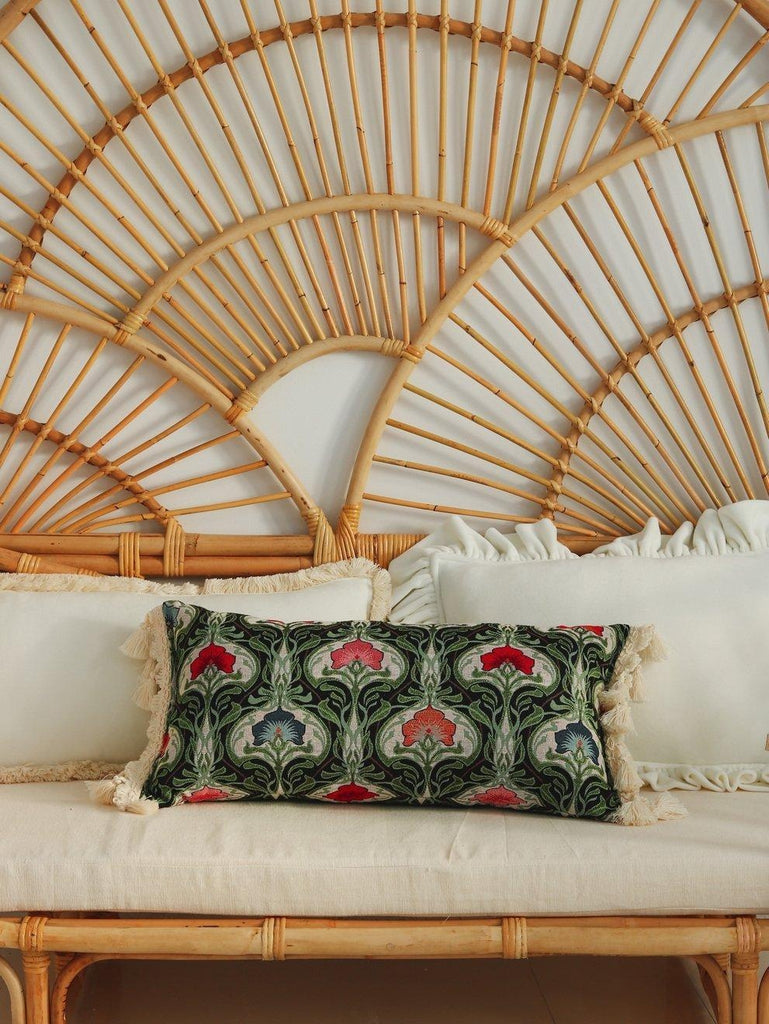 "Green medusa" bolster with fringe - Moi Mili