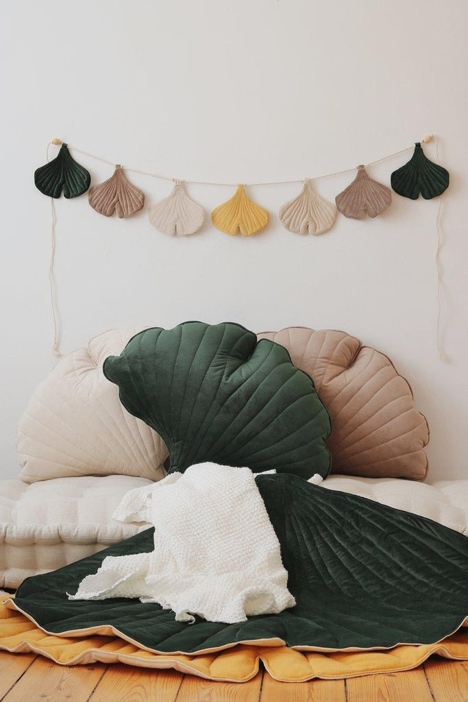 “Green” Velvet Ginkgo Leaf Pillow