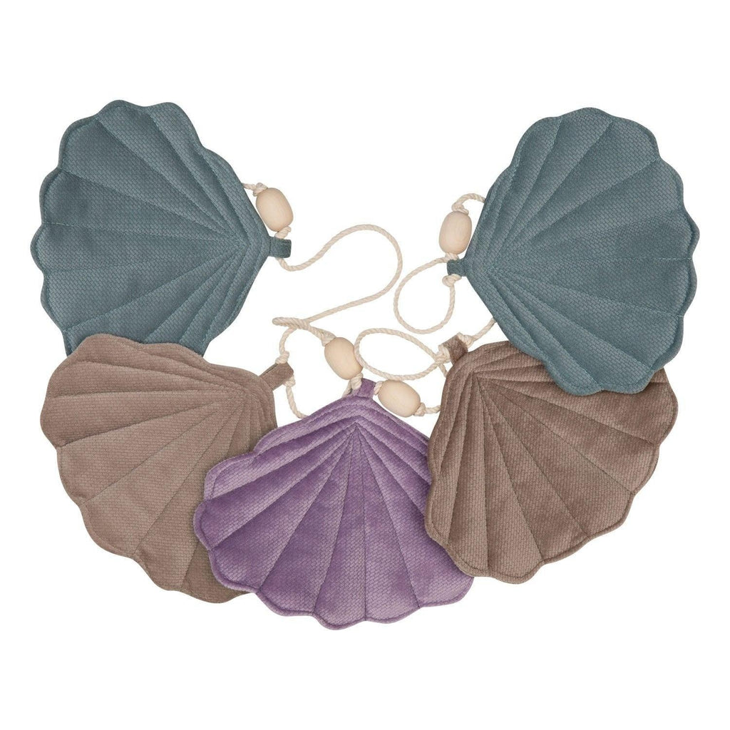 “Grey mint” Velvet Garland with Shells