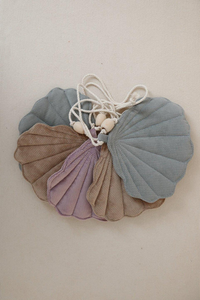 “Grey mint” Velvet Garland with Shells