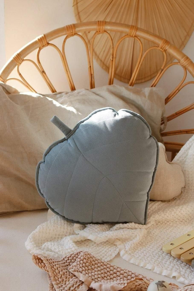 “Grey Mint” Velvet Leaf Pillow