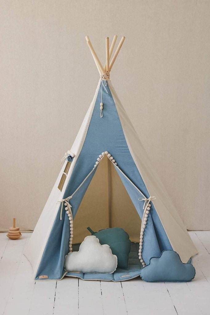 “Jeans” Teepee with Pompoms and Mat Set