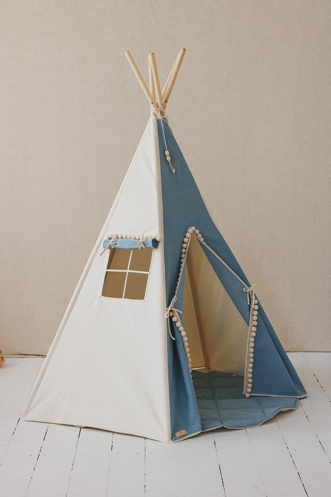 “Jeans” Teepee with Pompoms and Mat Set - Moi Mili