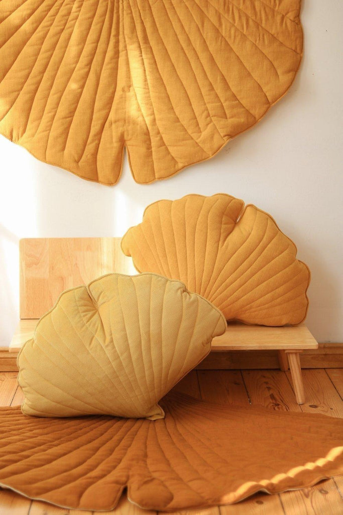 “Mango” Linen Ginkgo Leaf Pillow