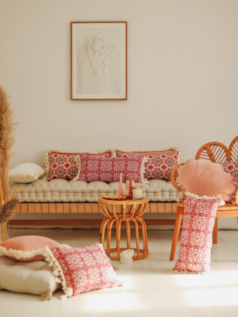 "Marguerite daisy" bolster with fringe - Moi Mili