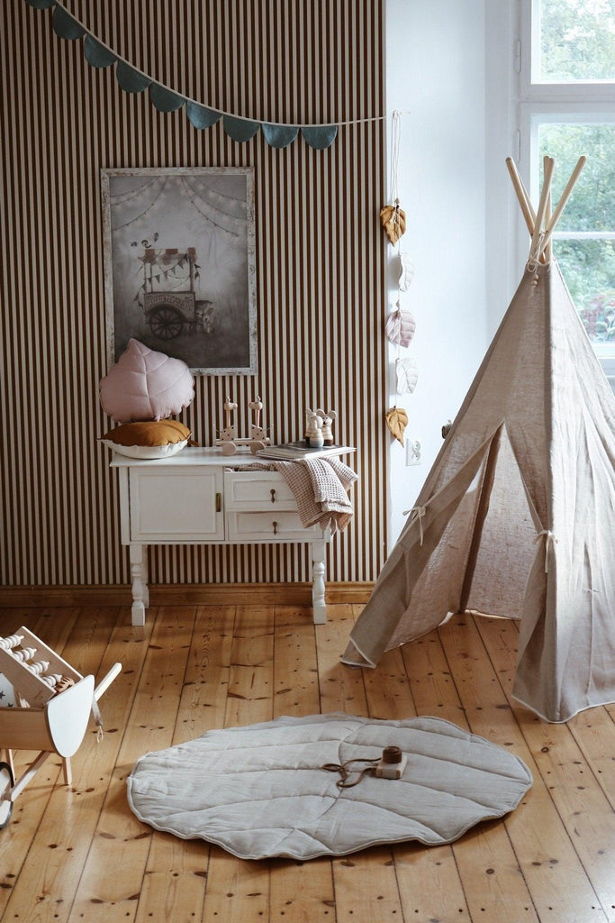 “Natural Linen” Teepee and Mat Set