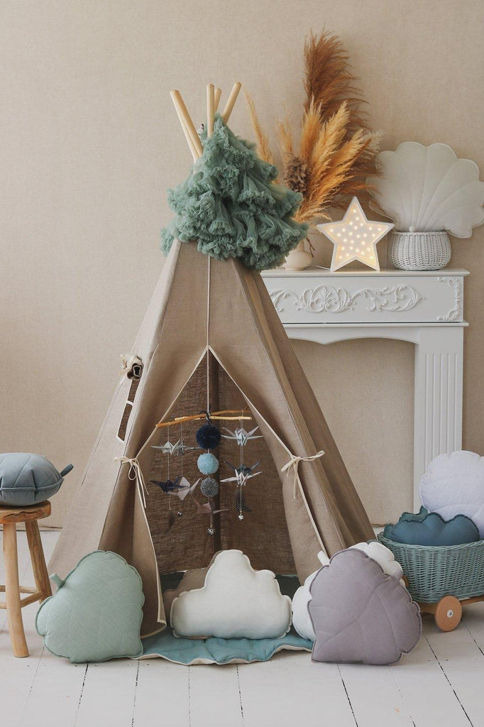 “Natural Linen” Teepee and Mat Set