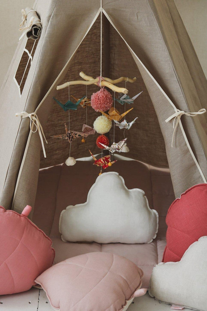 “Natural Linen” Teepee and Mat Set