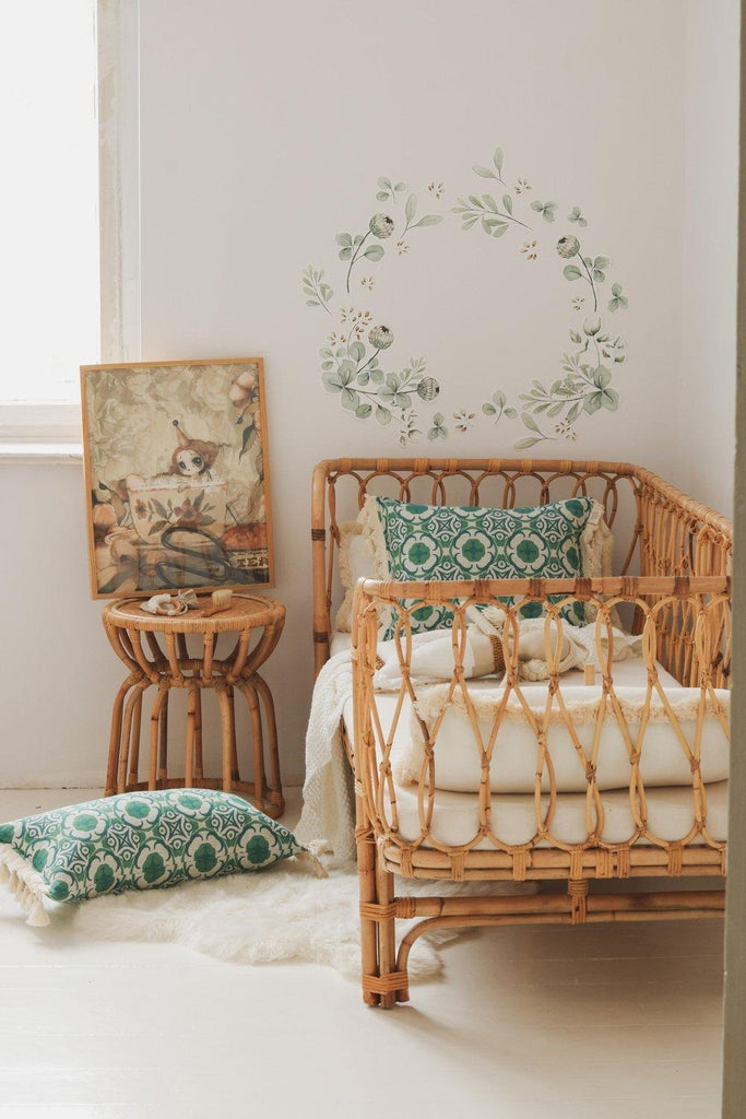 "Ocean daisy" cushion with fringe - Moi Mili