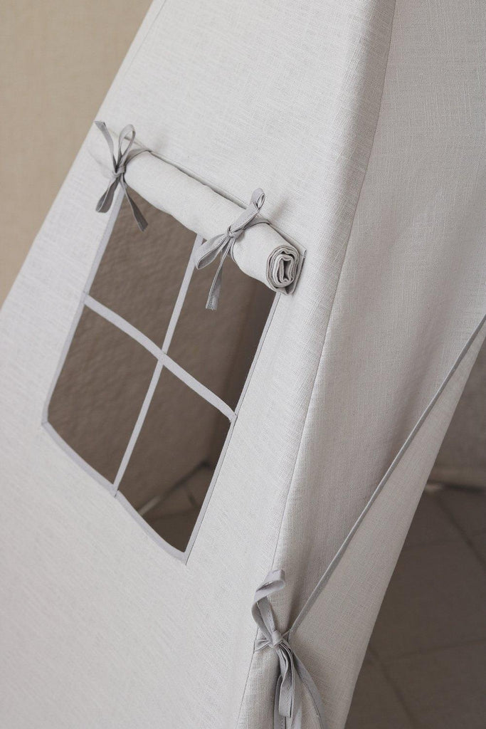 “Pigeon Grey” Linen Teepee Tent - Moi Mili