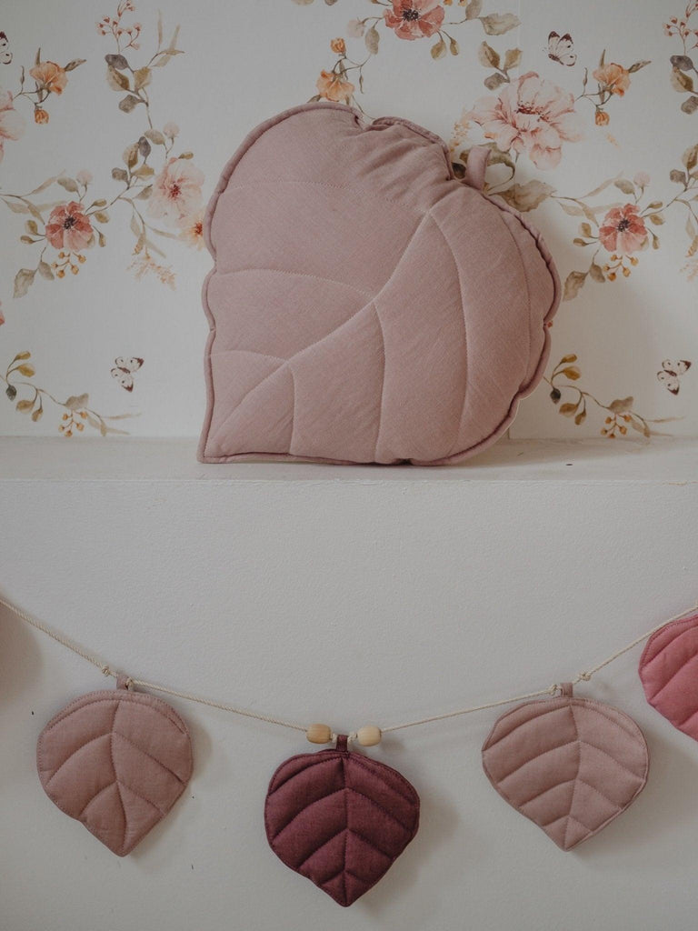 “Pink” Linen Garland with Leaves