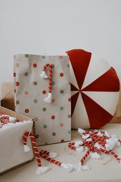 “Red Candy” Patchwork Cushion - Moi Mili