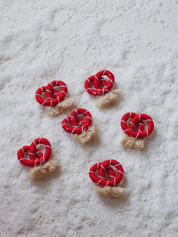 “Red pretzels” set of 3 Christmas Tree Ornaments - Moi Mili
