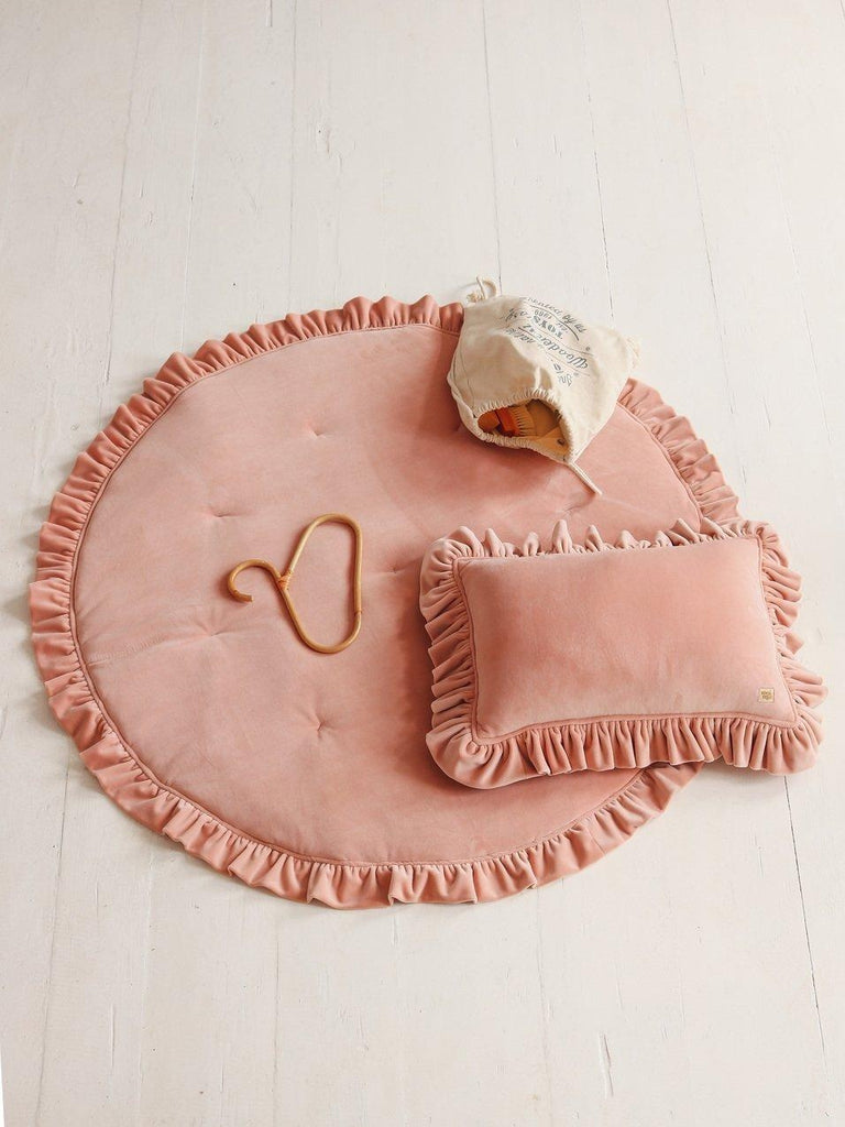 Soft Velvet Cushion with Frill “Apricot” - Moi Mili