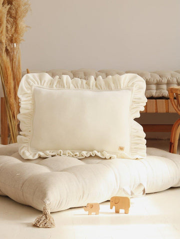 Soft Velvet Cushion with Frill “White” - Moi Mili