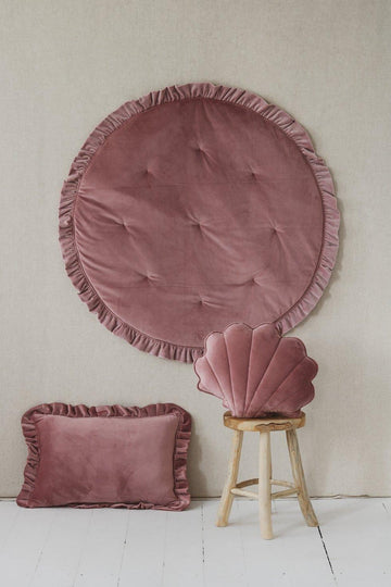 Soft Velvet Mat with Frill “Dirty pink”