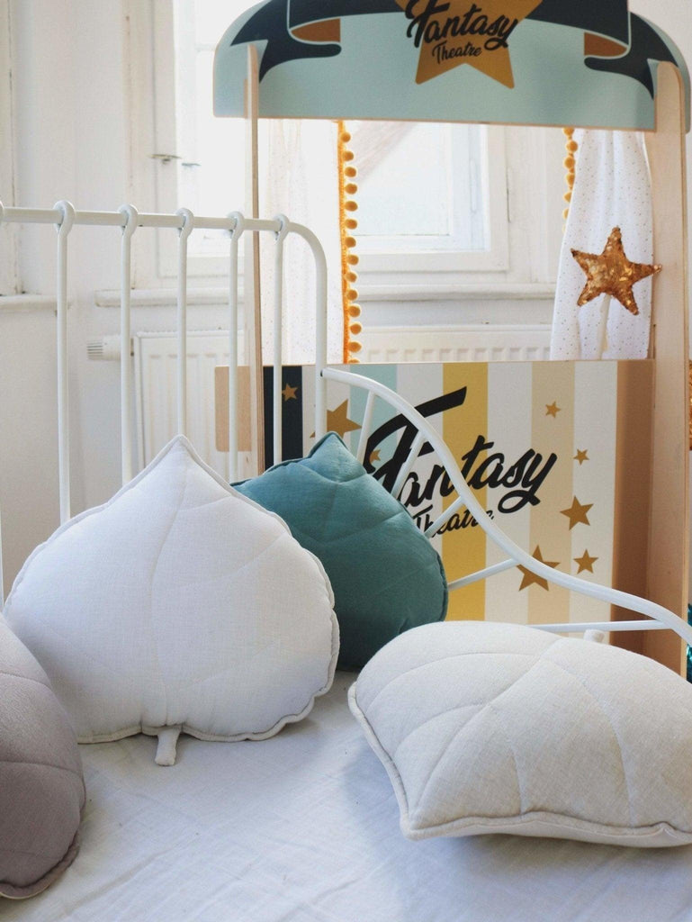 “White” Linen Leaf Pillow