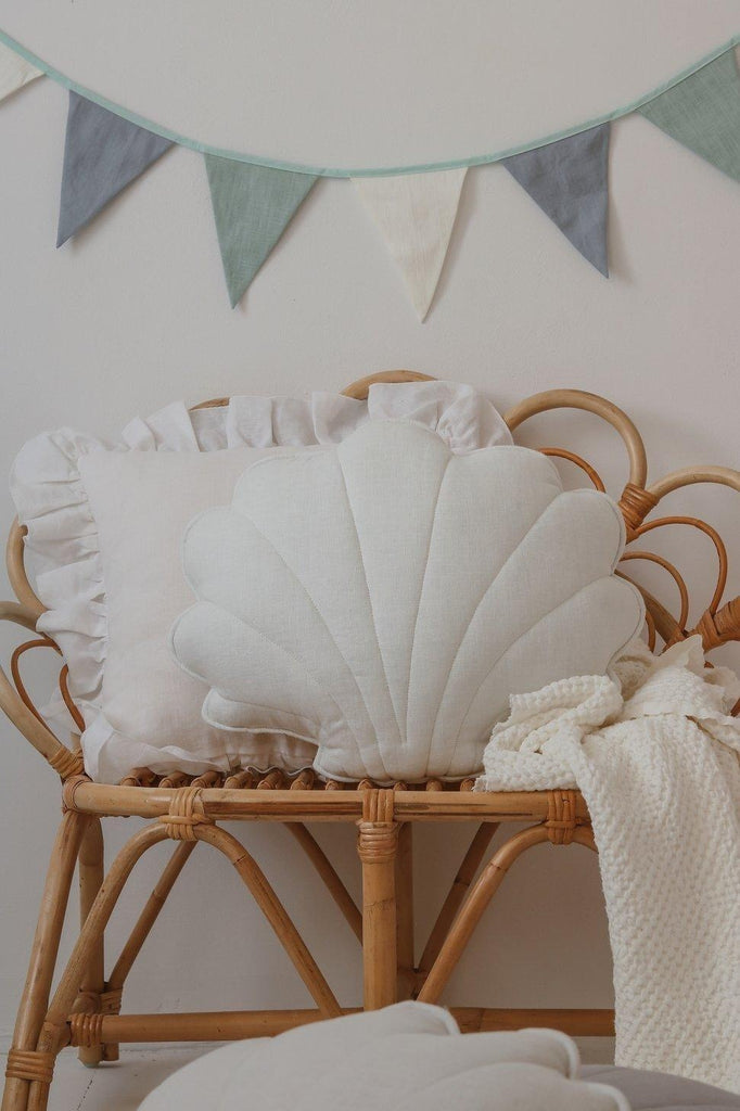 “White” Linen Shell Cushion - Moi Mili