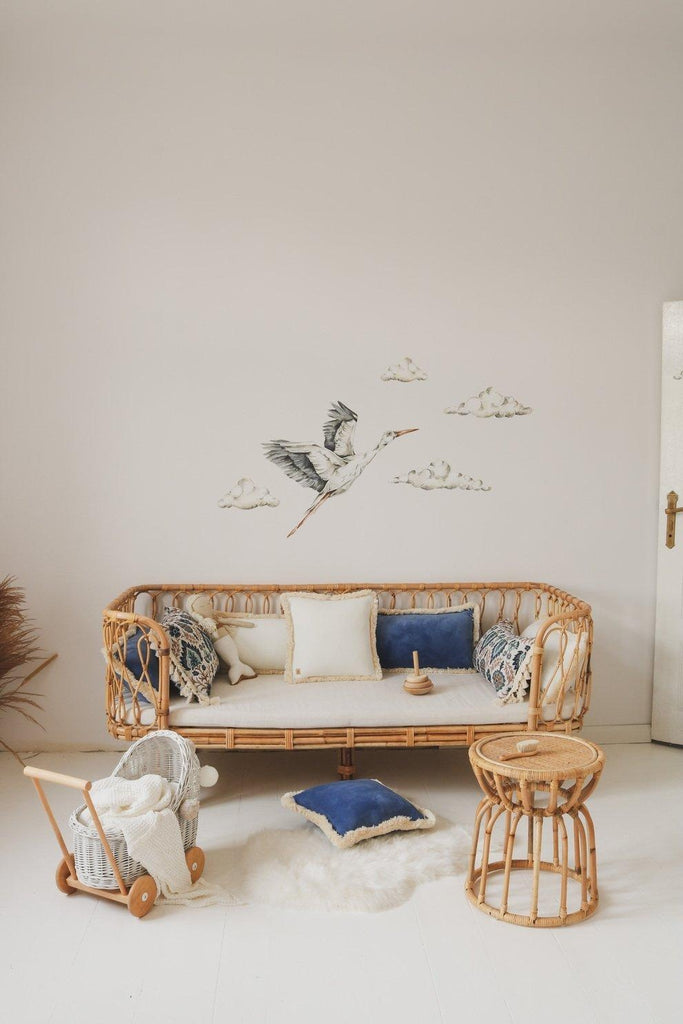 "White" soft velvet cushion with fringe - Moi Mili